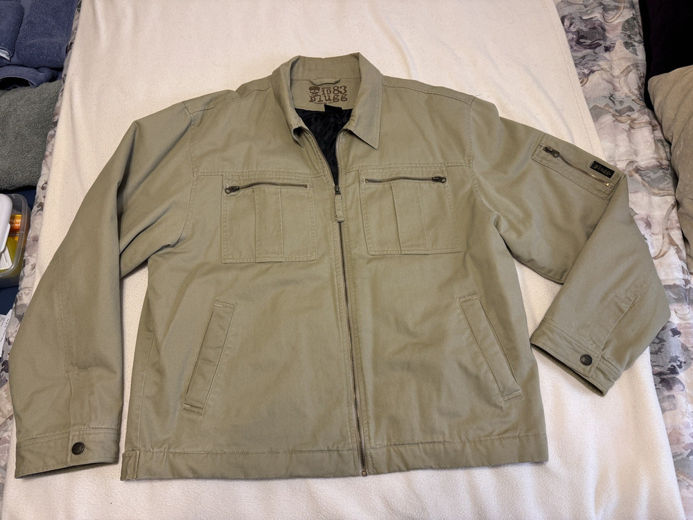 Plugg Winter Jacket Tan With Quilt Lining Mens XL 48-50 "Chest 48" VINTAGE